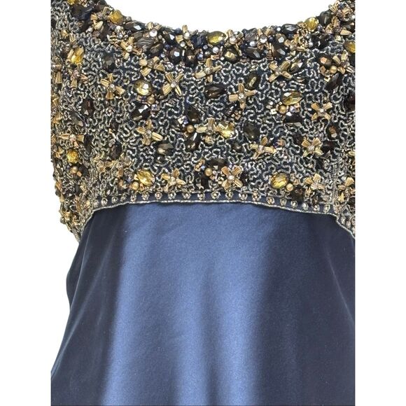 Marchesa Navy Beaded Evening Gown - Picture 12 of 16